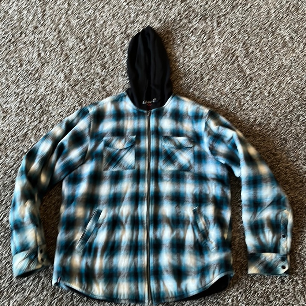 Tony Hawk Fleece XL blue plaid men’s jacket hardly used great condition